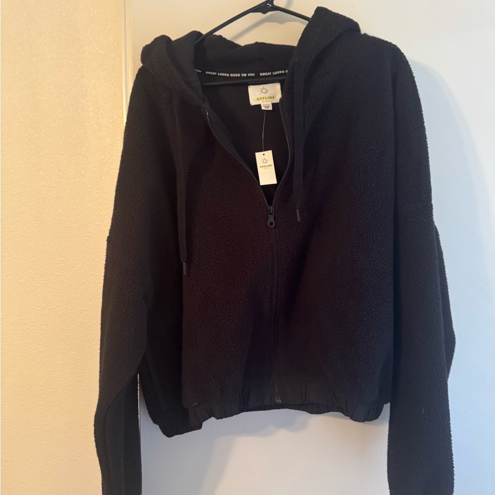 Offline Black Fleece Zip-Up Jacket